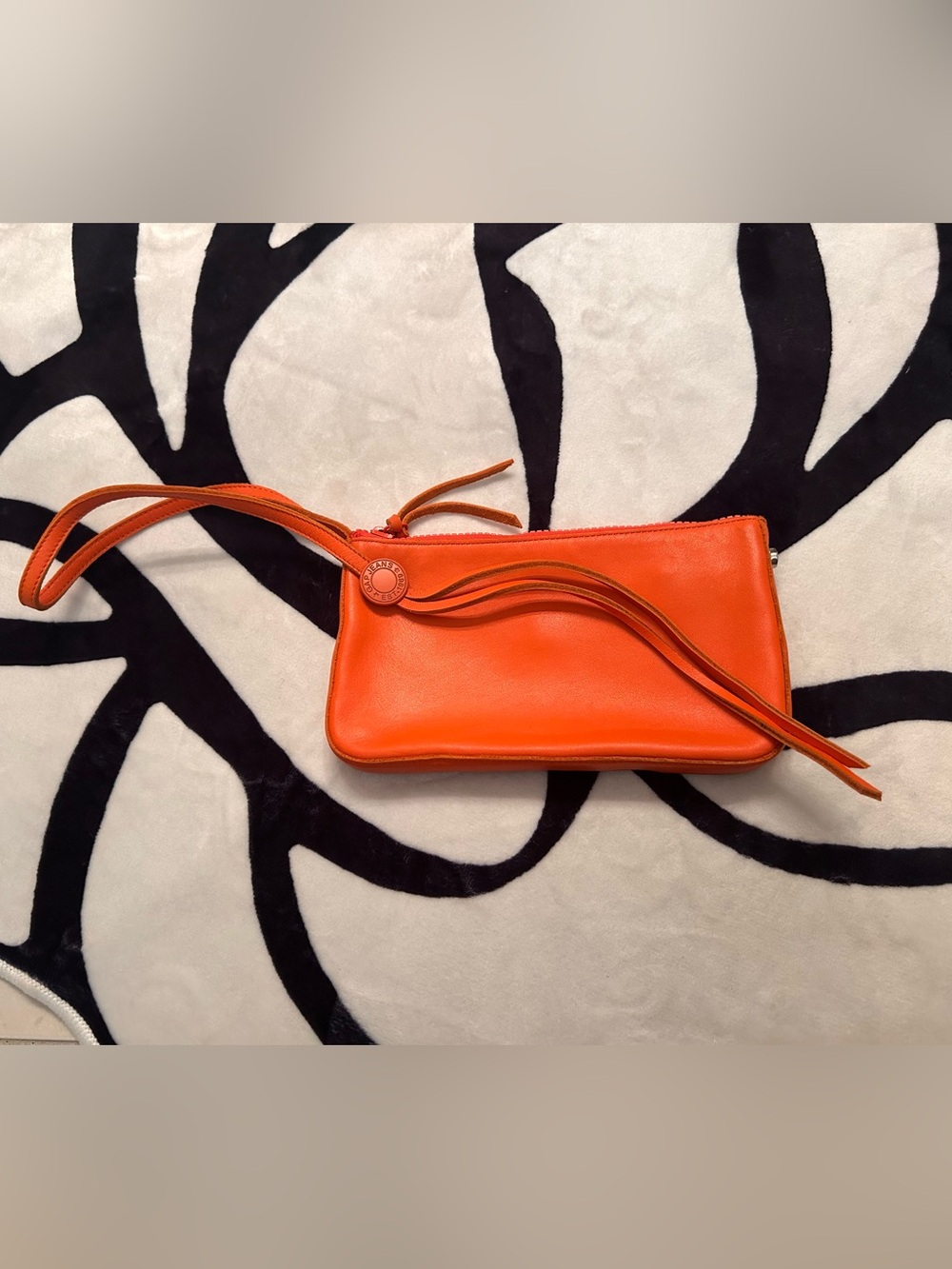 Sassy Orange 2 way Leather Wristlet Clutch or shoulder bag. (Never used!)